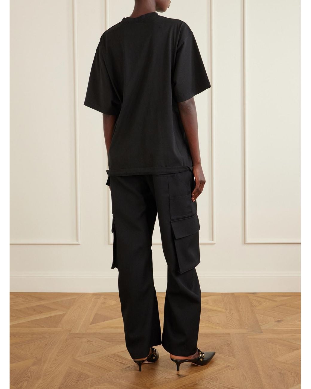 Balenciaga Black Printed Cotton-Jersey T-Shirt