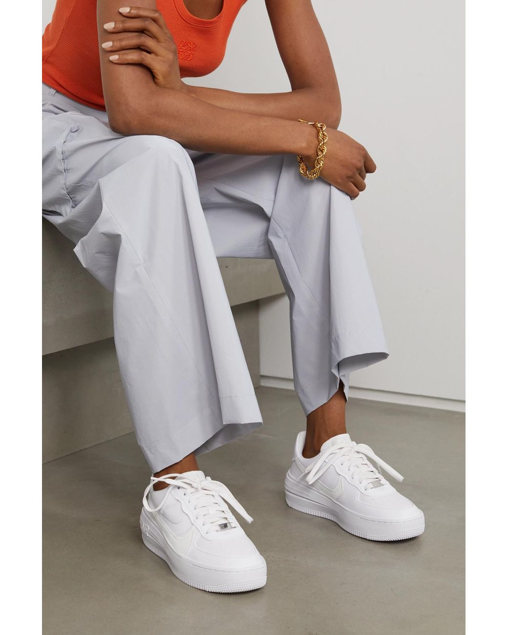 Nike Air Force 1 Shadow Leather Platform Sneakers in White | Lyst