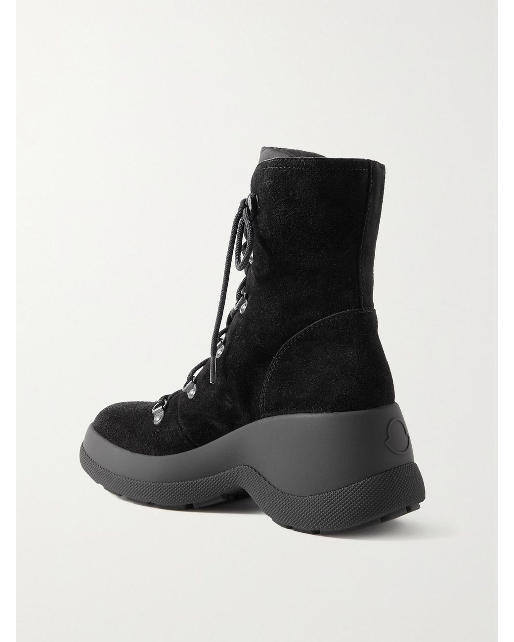 Moncler Black Resile Trek Shell-Trimmed Suede Ankle Boots