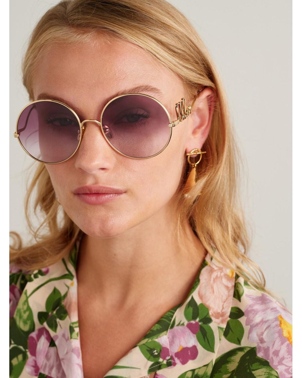 Chloé Iconic Round-Frame-Tone Sunglasses in Pink | Lyst display picture 1