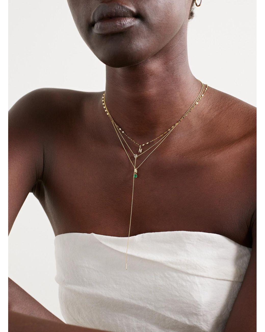 STONE AND STRAND Natural Beekman Birthstone 14-Karat Multi-Stone Necklace