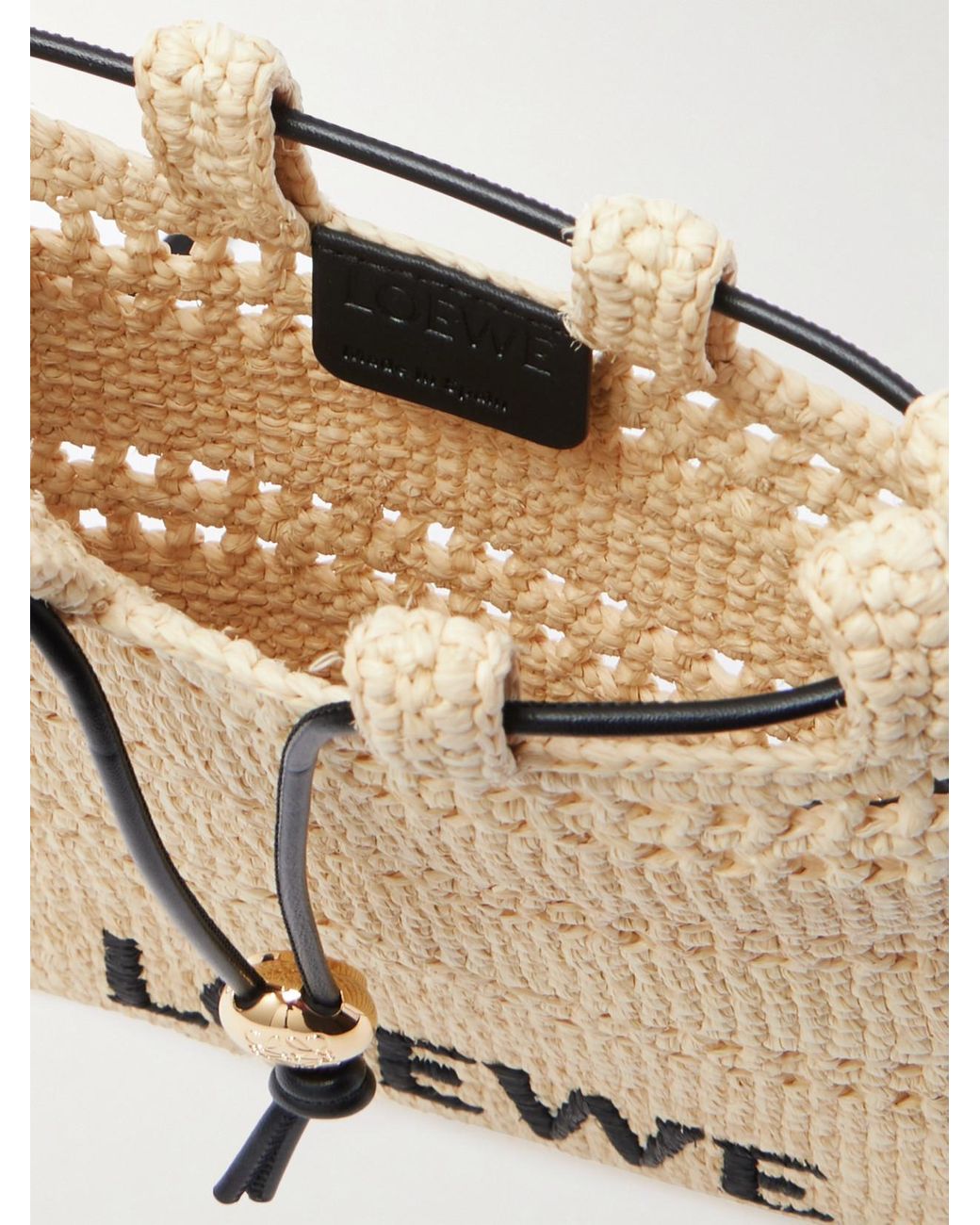 Loewe Natural Paula's Ibiza Leather-Trimmed Embroidered Raffia Shoulder Bag