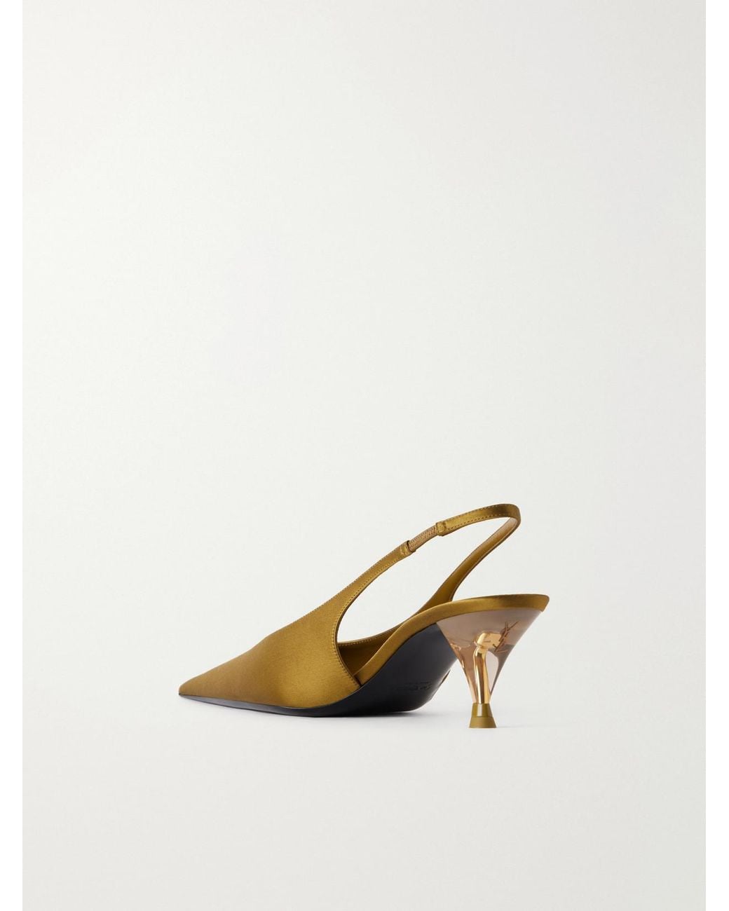Saint Laurent Natural Fanny 55 Crepe-Satin Slingback Pumps
