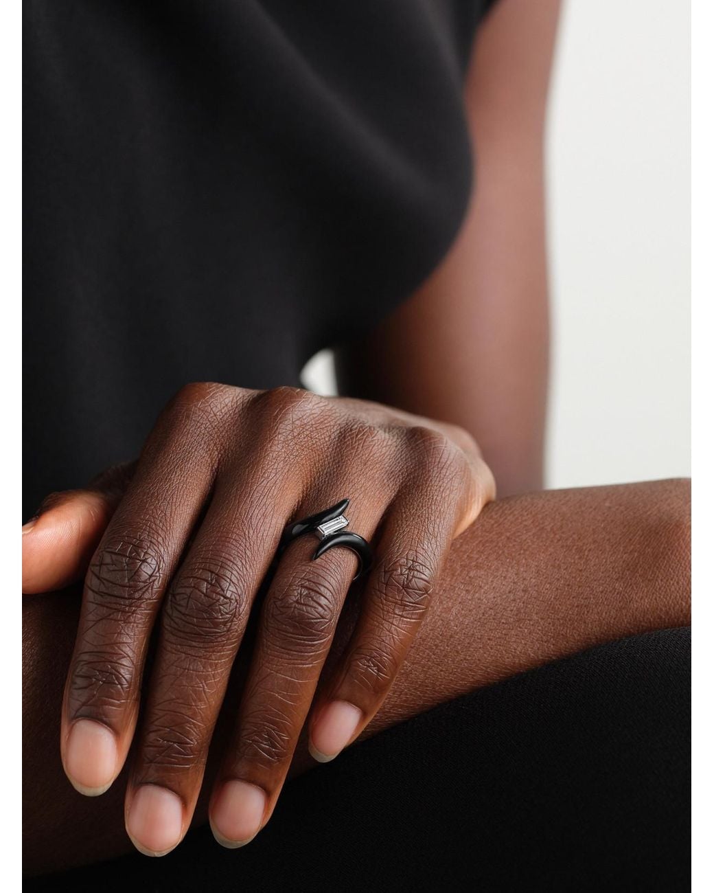 Nikos Koulis Natural Oui 18-Karat, Diamond And Enamel Ring