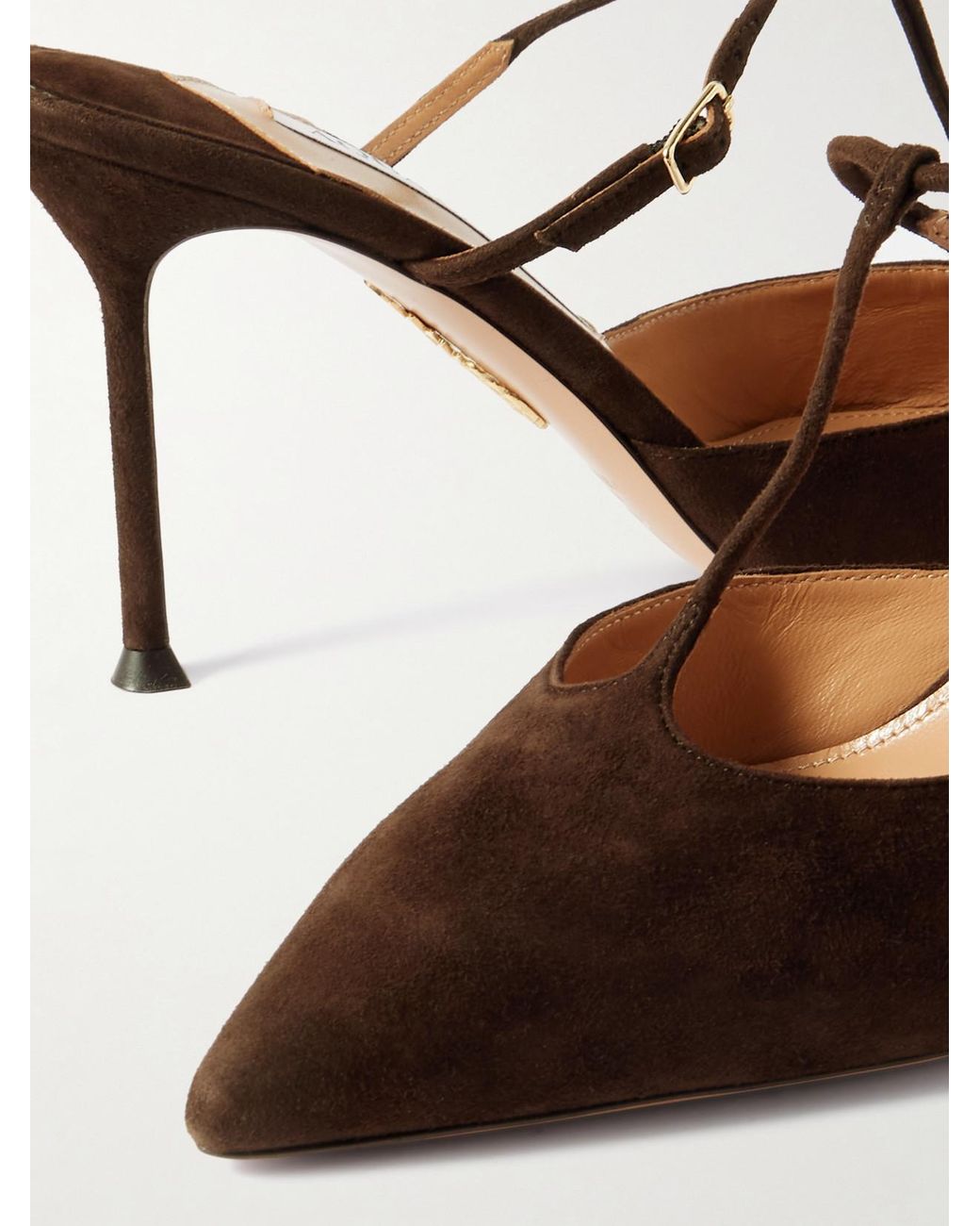 Aquazzura Brown Sorbonne 85 Suede Mules