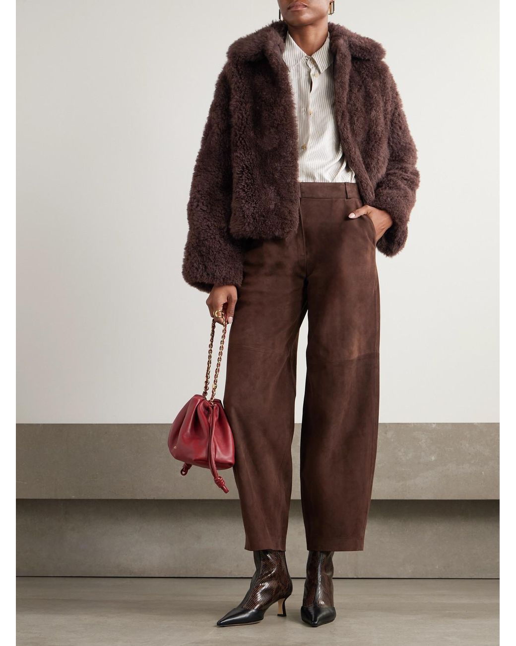 Yves Salomon Brown Shearling Jacket