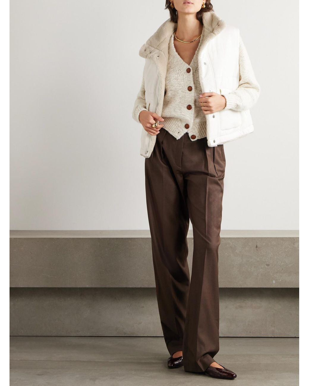 Loro Piana Natural Leone Quilted Silk-Shell Vest