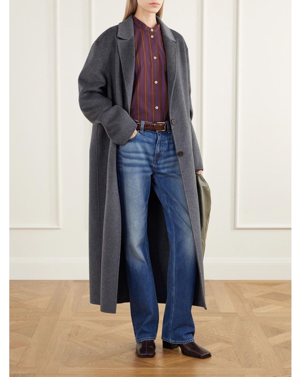 Jamie Haller Purple The Editor Striped Cotton And Silk-Blend Poplin Shirt