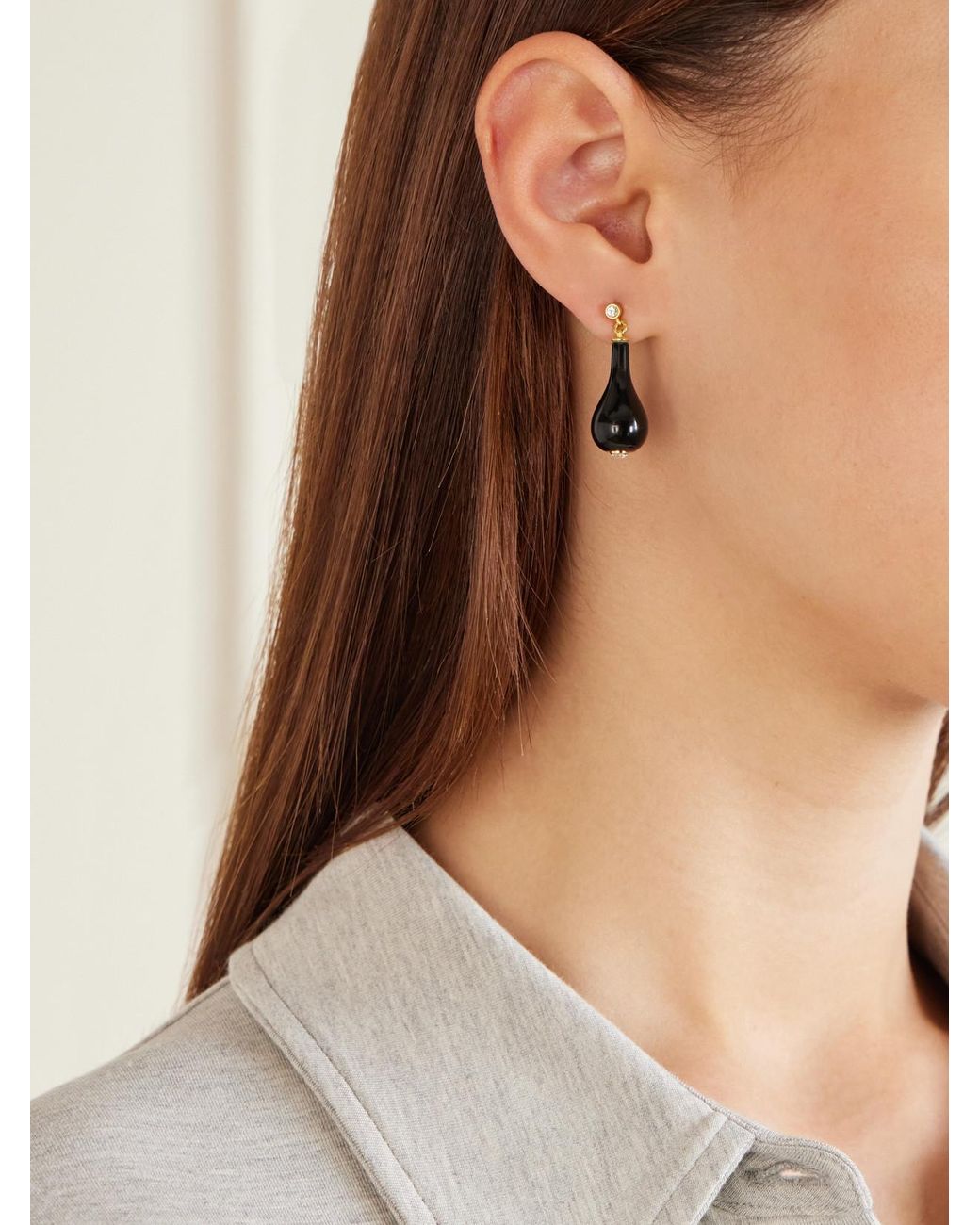 Totême  Natural Plated, Onyx And Swarovski Crystal Earrings