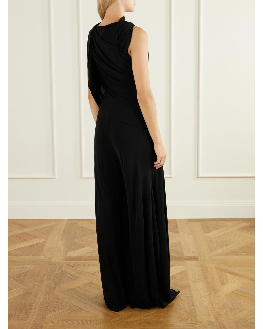 Lanvin Black Draped Crepe Jumpsuit