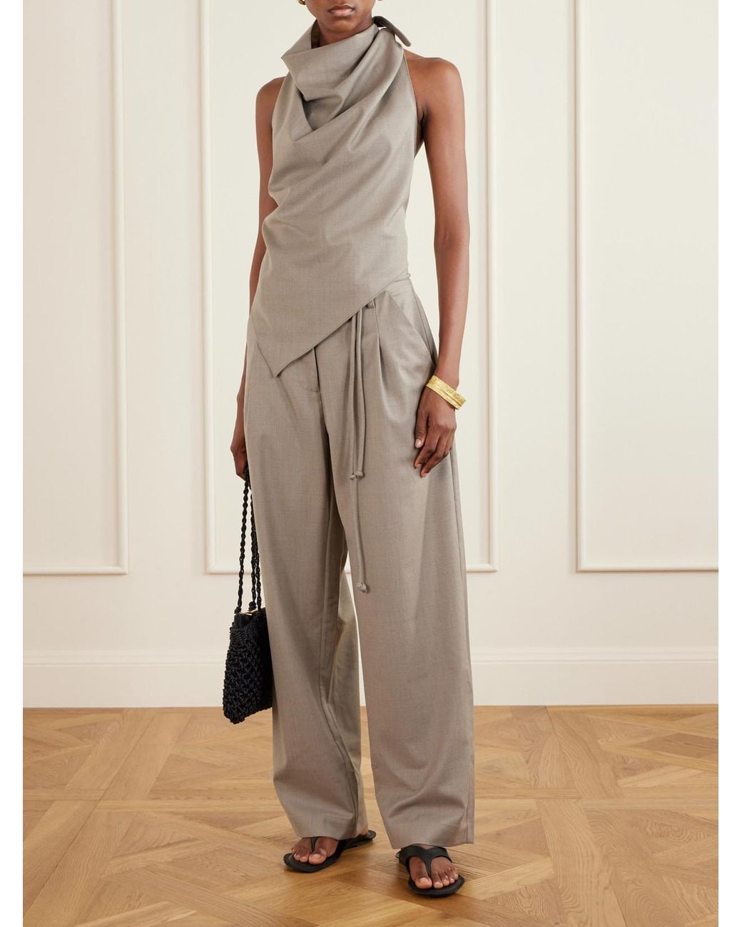St. Agni Gray Backless Wool-Blend Top