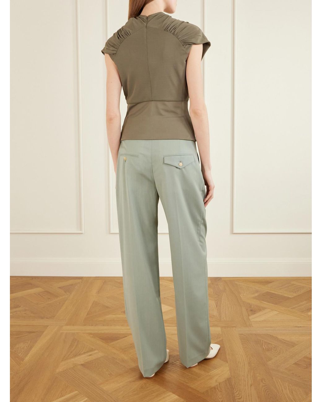 Kallmeyer Green Jocelyn Gathered Draped Jersey Top