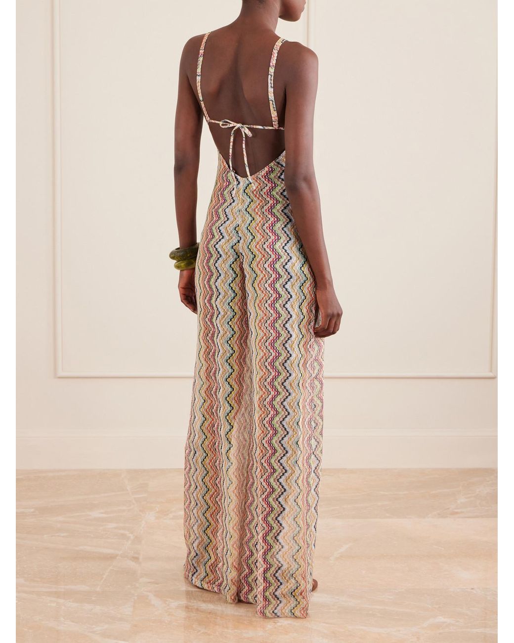 Missoni Natural Striped Metallic Crochet-Knit Coverup