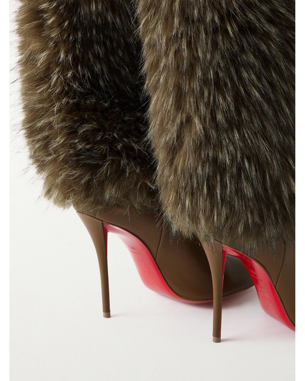 Christian Louboutin Green Yangzee 100 Plush And Leather Knee Boots