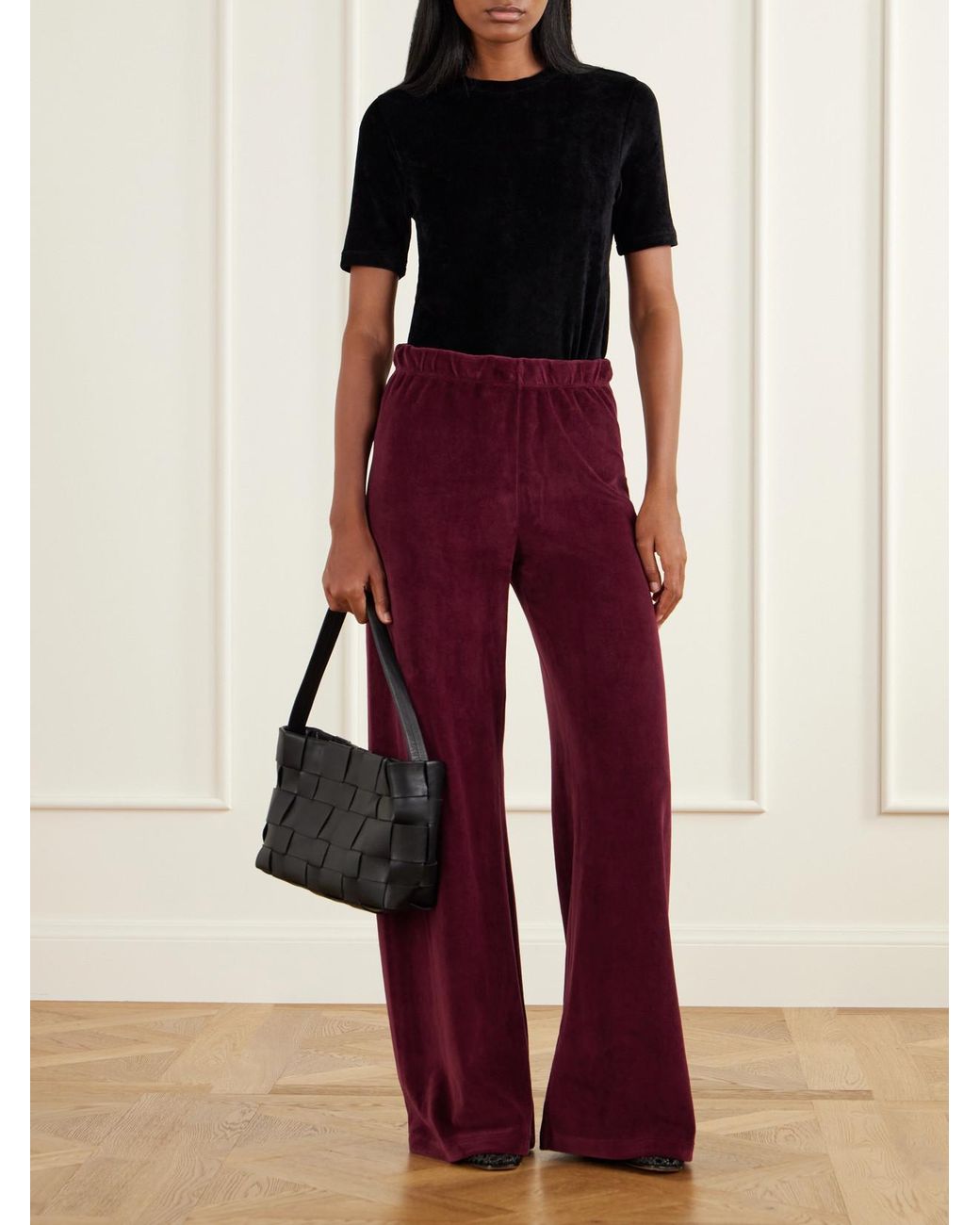 Suzie Kondi Zephyra Cotton-Blend Velour Flared Sweatpants