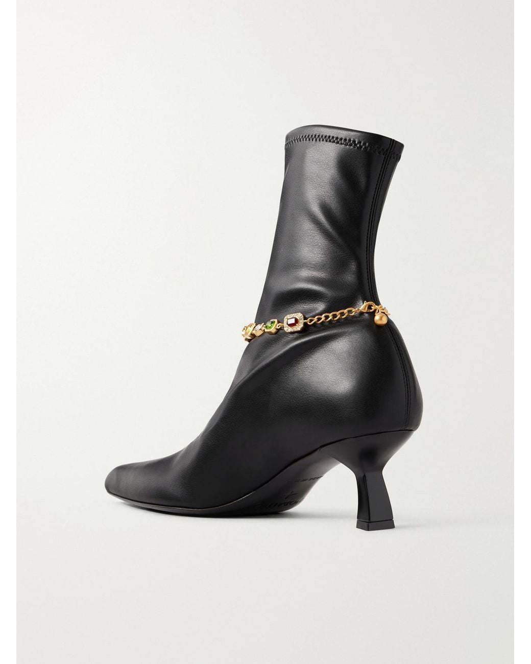 NODALETO Black Dona 50 Embellished Leather Ankle Boots
