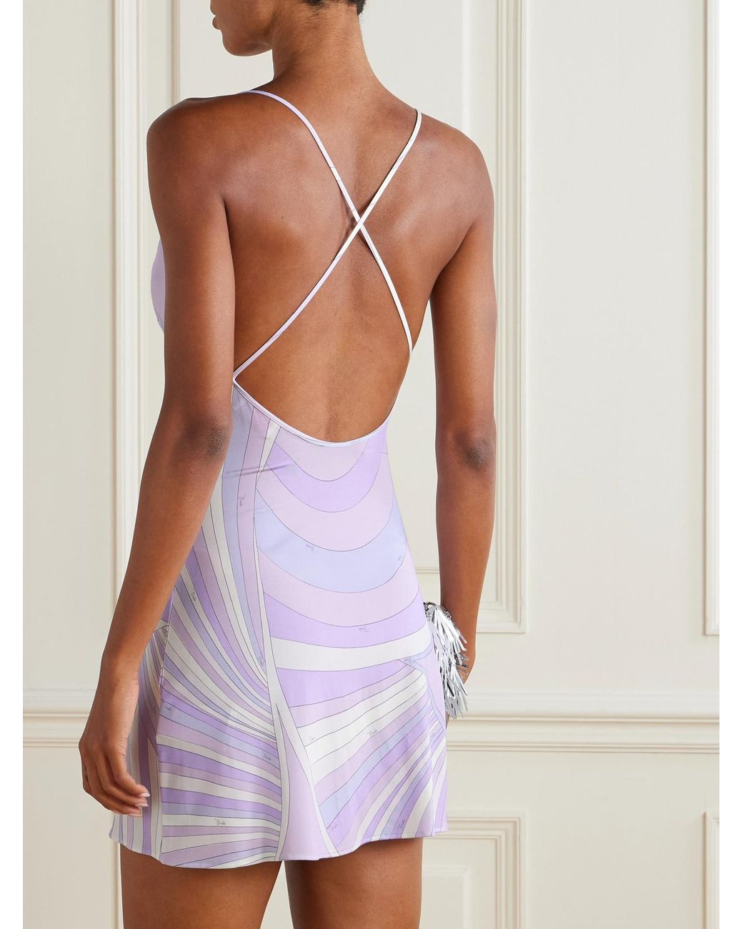 Emilio Pucci Purple Satin Iride Print Mini Dress