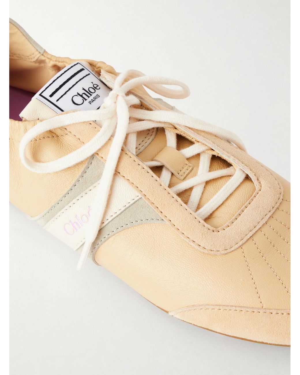 Chloé Natural Kick Suede And Leather Sneakers