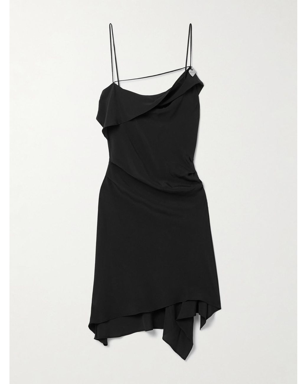 Acne Studios Asymmetric Open-Back Draped Crepe Mini Dress in Black | Lyst