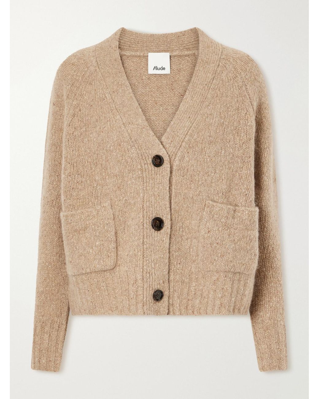 Allude Natural V-Neck Cashmere Cardigan