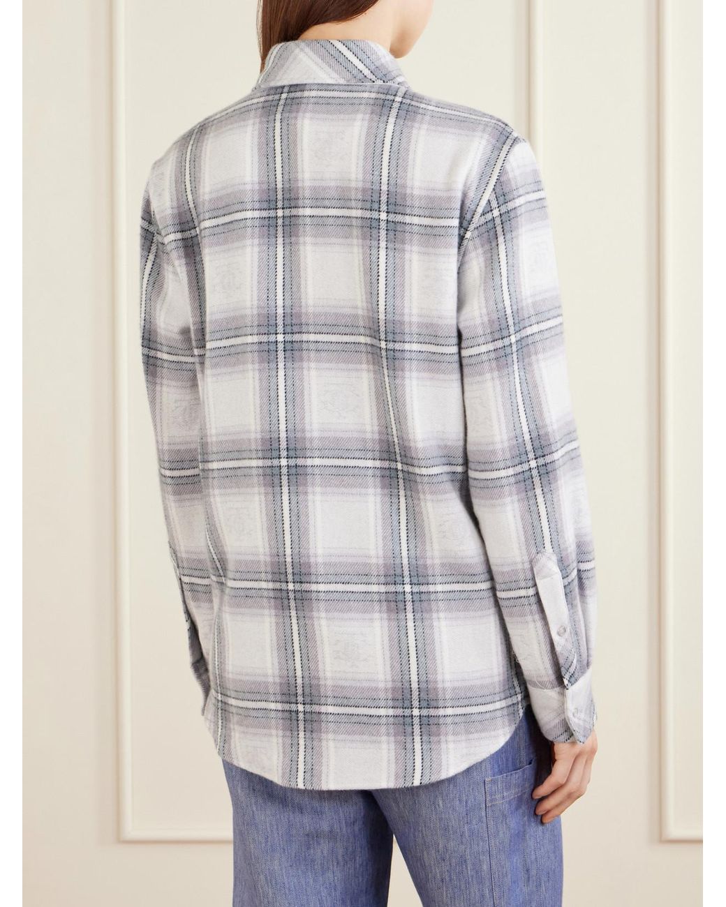 God's True Cashmere Blue Cloud Light Tartan Cashmere Shirt