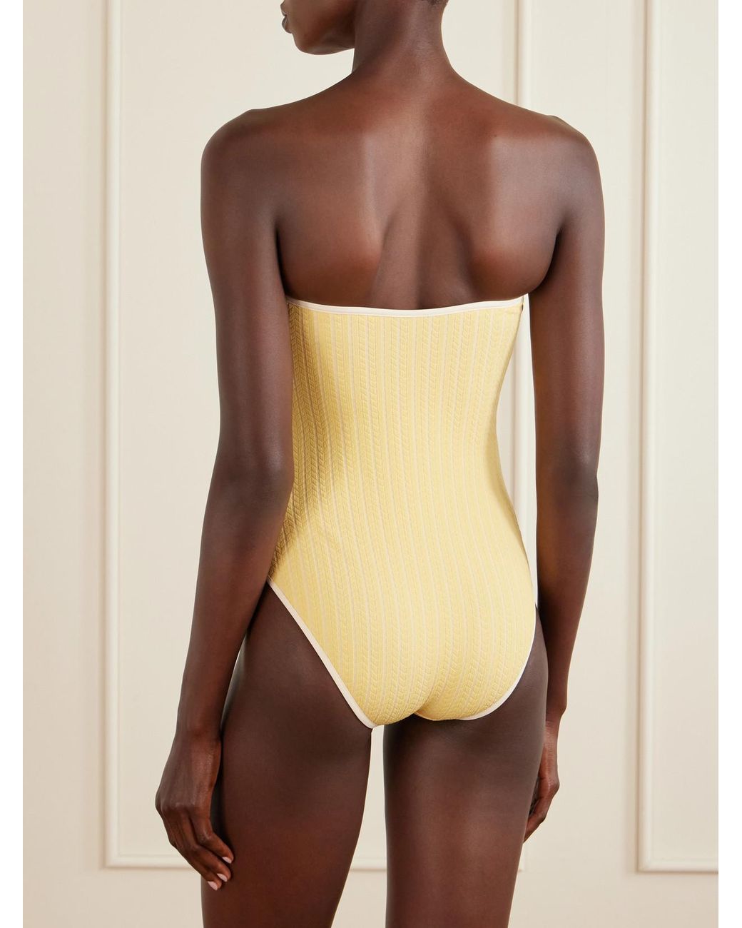 Eres Yellow Golden Cut-Out Jacquard Swimsuit