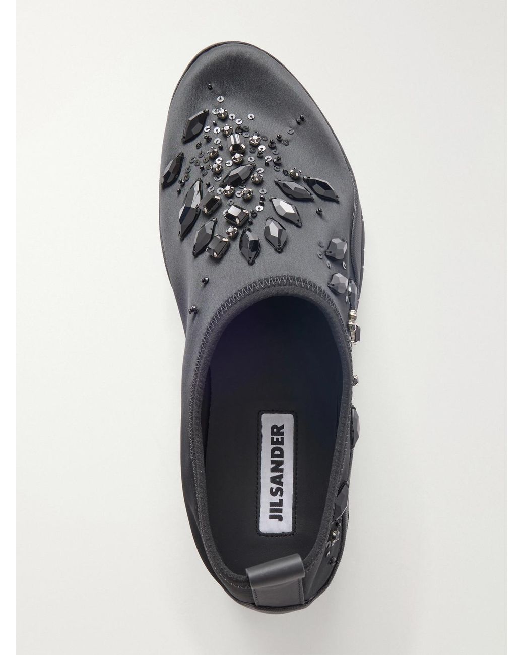 Jil Sander Black Elbe Embellished Satin Slip-Ons