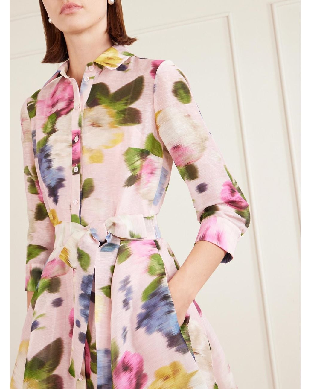 Carolina Herrera Pink Floral-Print Linen And Silk-Blend Gown