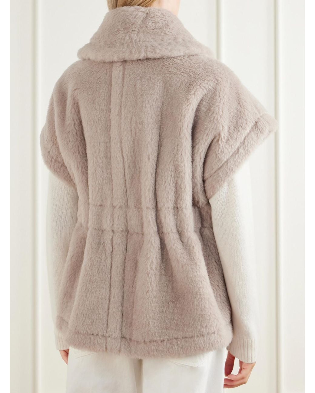 Max Mara Natural Abavo Buckled Alpaca, Wool And Silk-Blend Fleece Cape