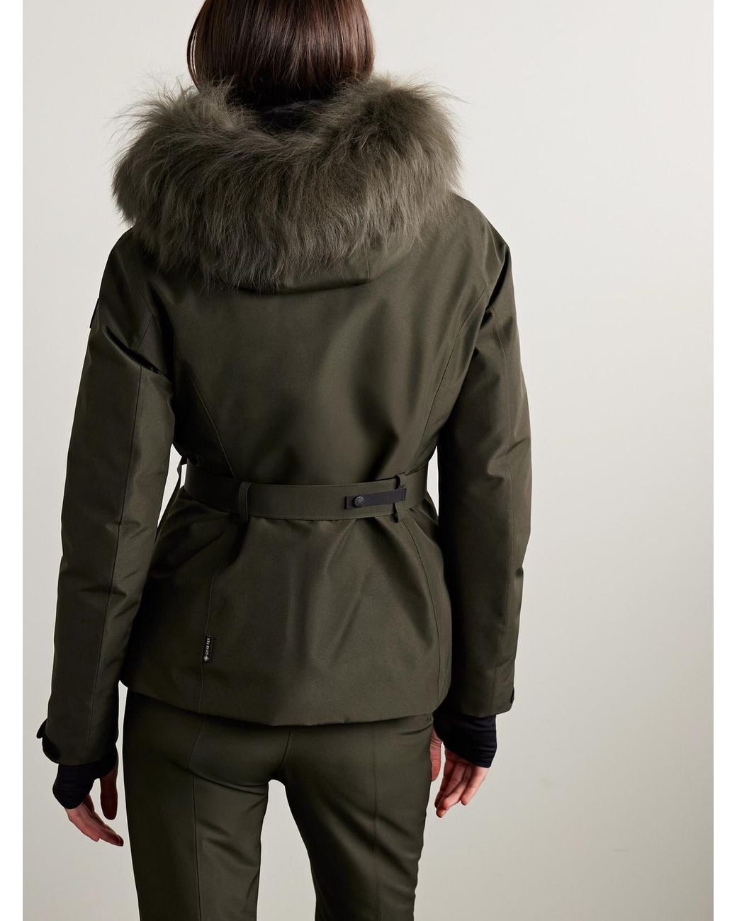 Moncler Green Laplance Shearling-Trimmed Belted Gore-Tex Down Jacket