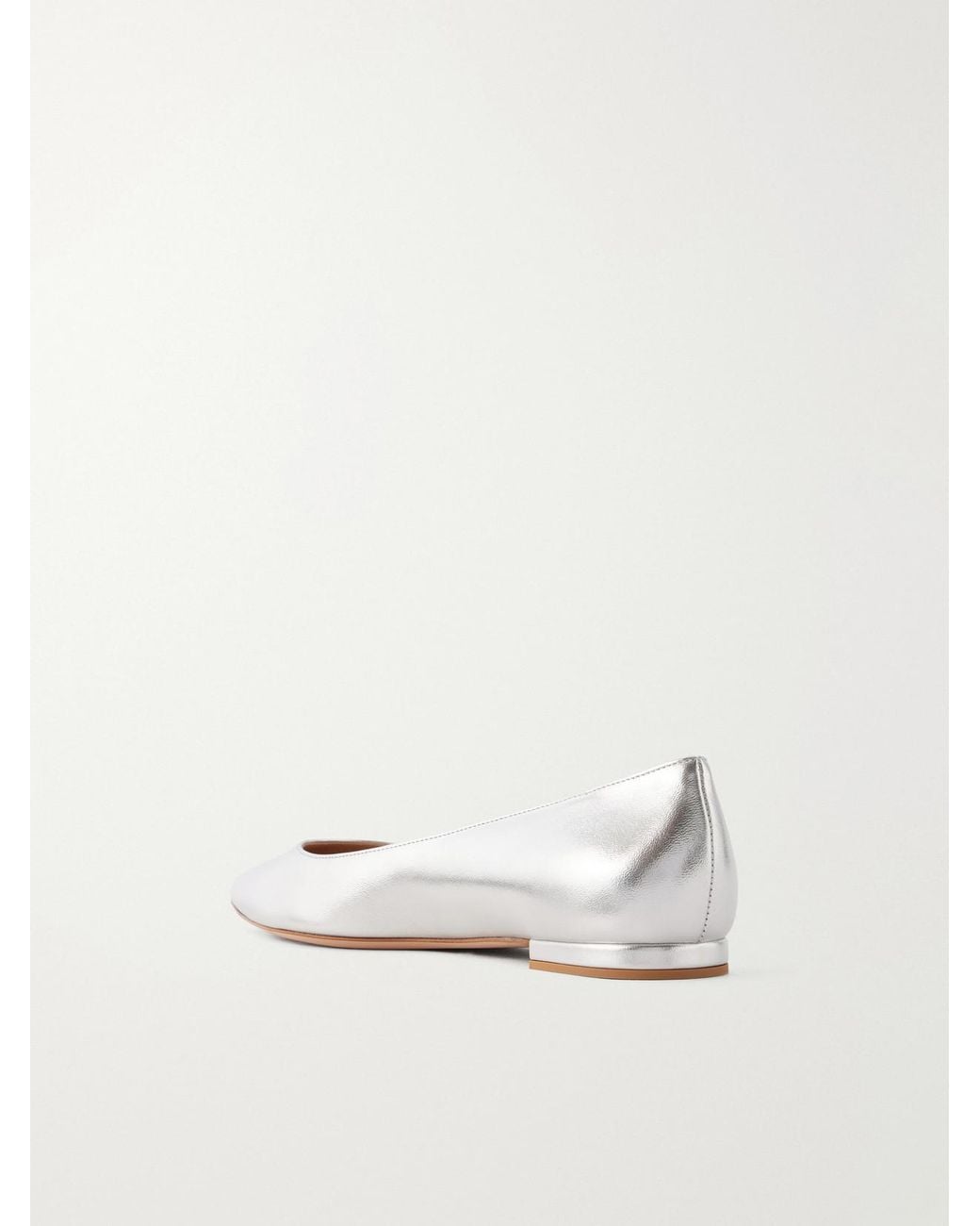 Gianvito Rossi Natural Gianvito Metallic Leather Ballet Flats