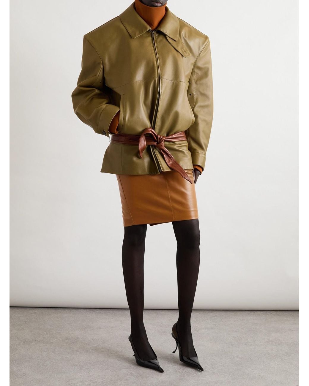 Saint Laurent Brown Leather Skirt