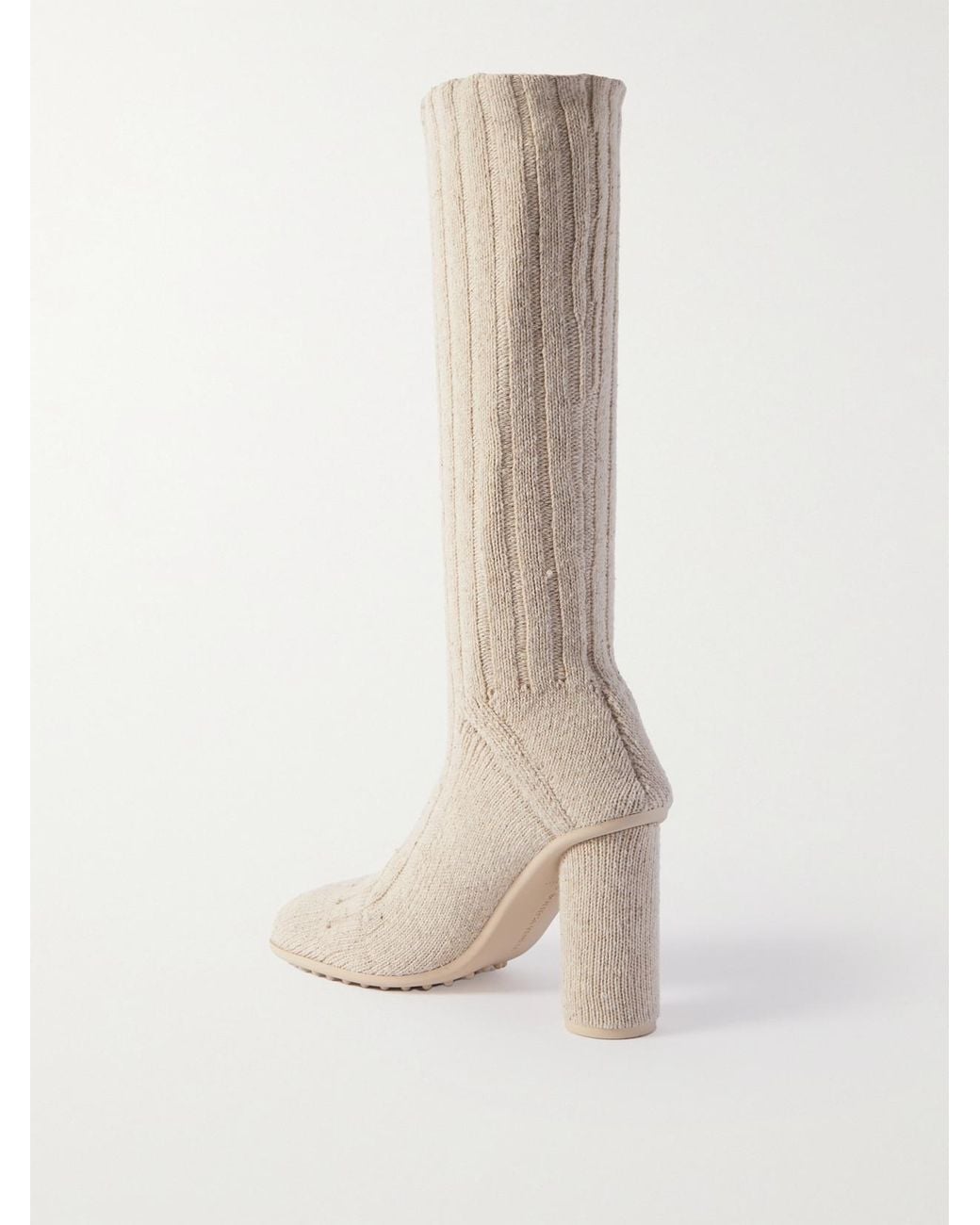 Bottega Veneta White Knitted Atomic Boots 90