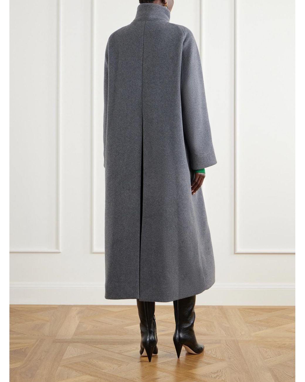 Colleen Allen Gray High-Collar Fleece Coat