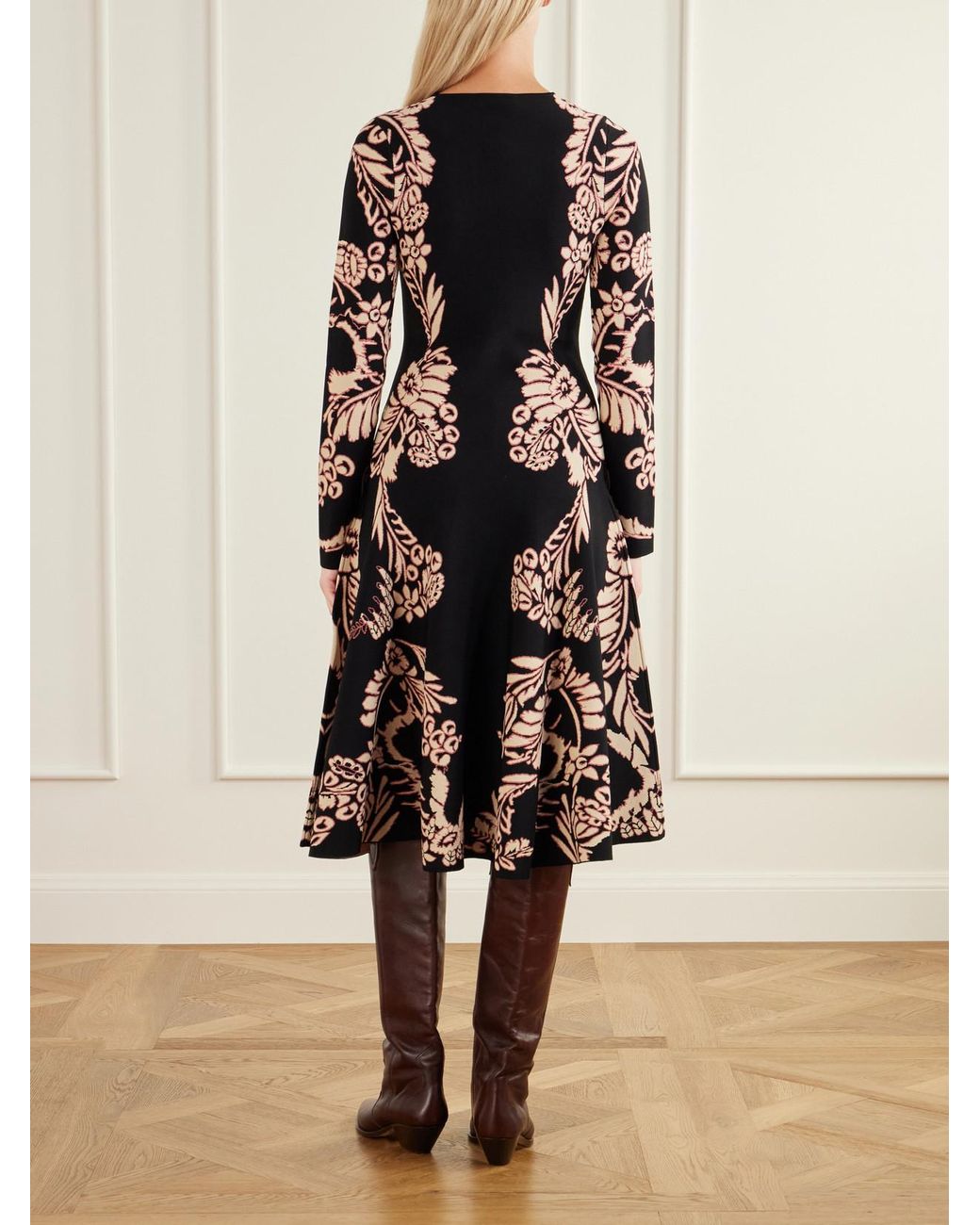 Ulla Johnson Black Nerissa Floral-Jacquard Midi Dress