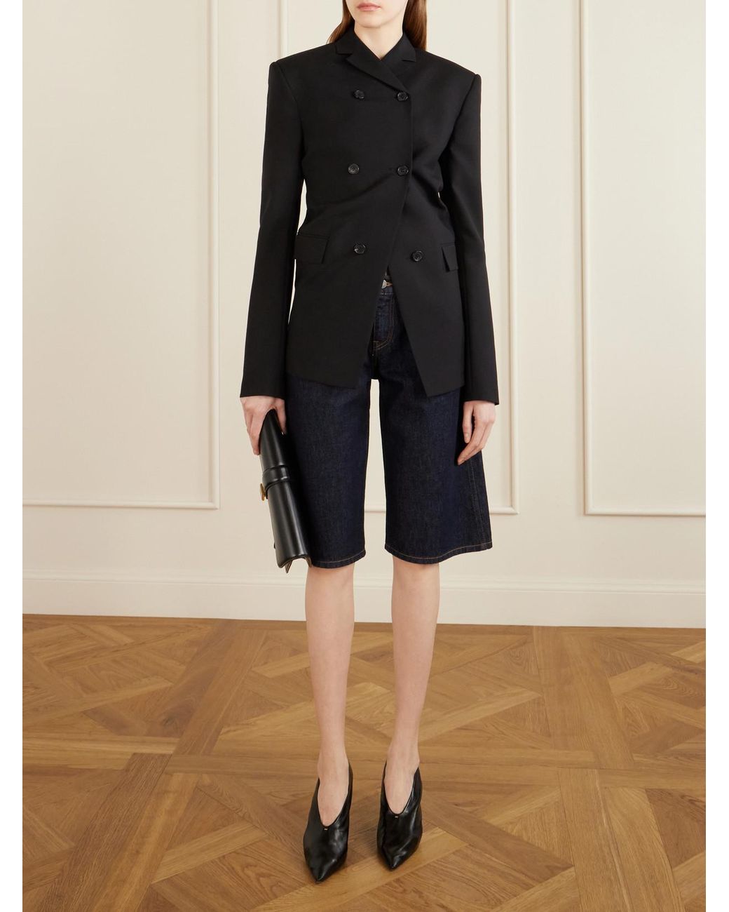 Khaite Black Rolo Double-Breasted Wool And Silk-Blend Blazer