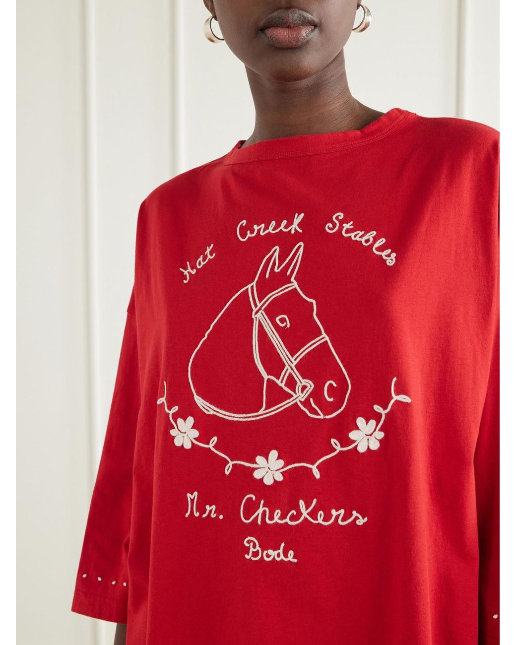 Bode Stables Embroidered Cotton-Jersey T-Shirt