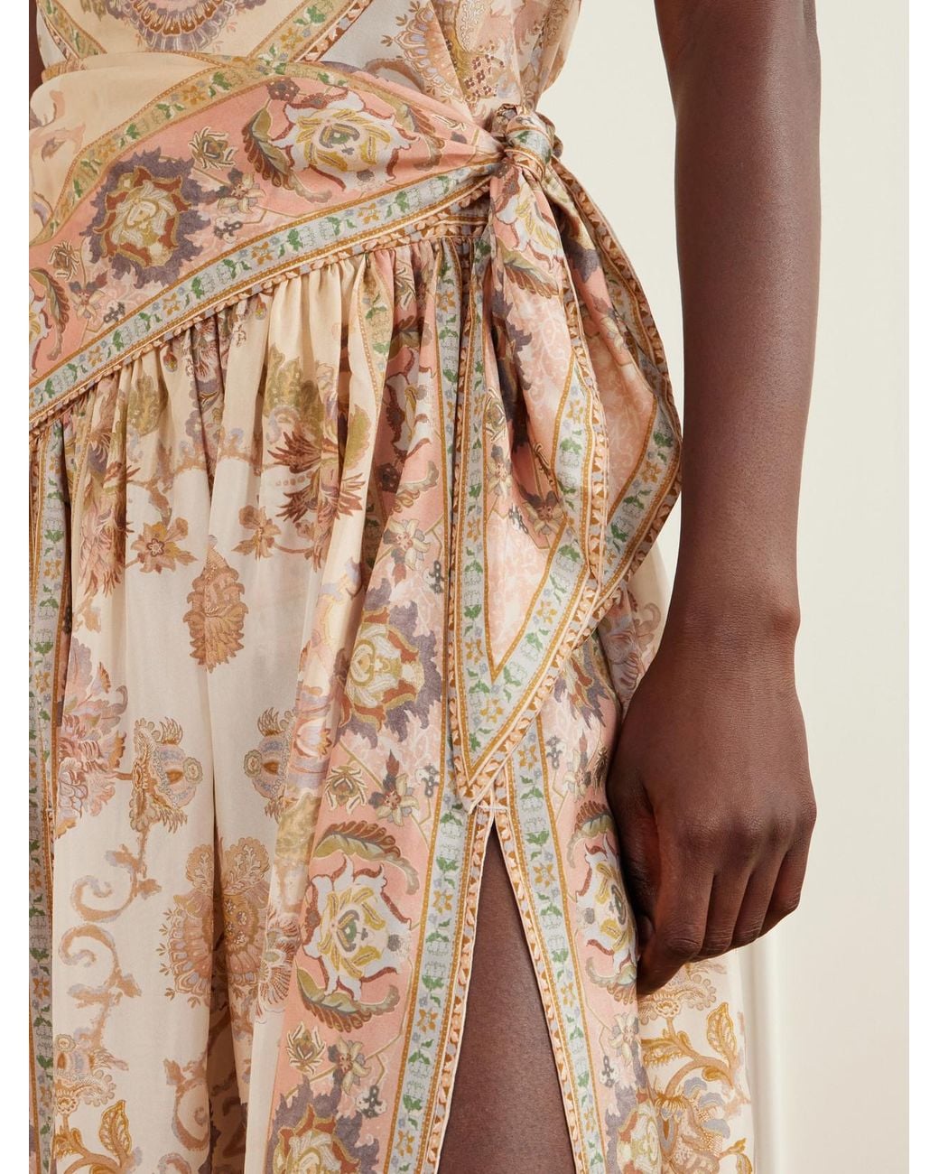 Zimmermann Natural Echo Scarf-Detailed Printed Silk Midi Skirt