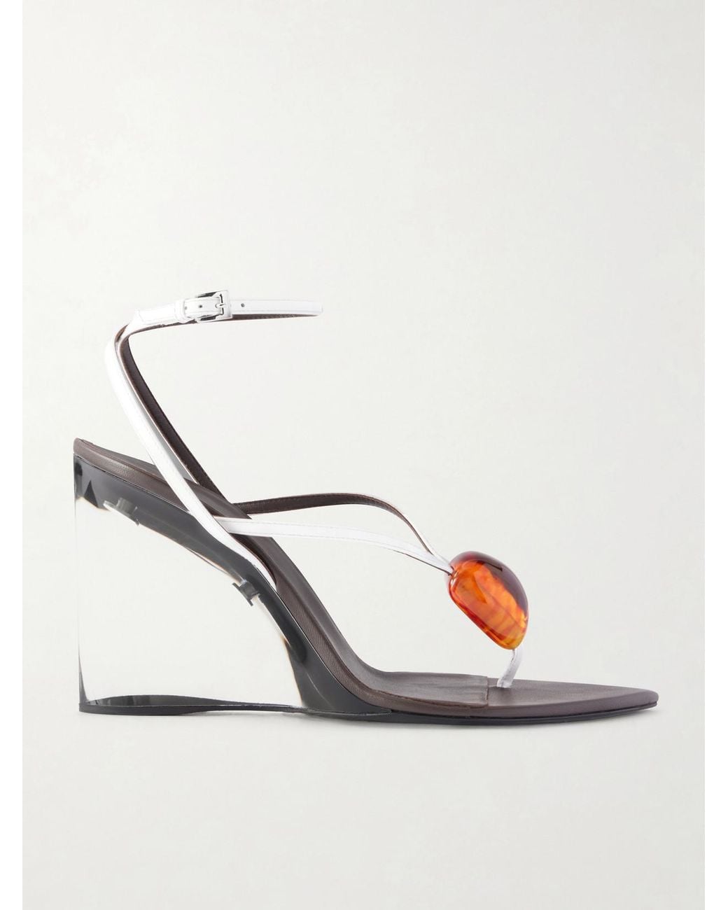 Alaïa White Invisible 90 Embellished Leather Sandals