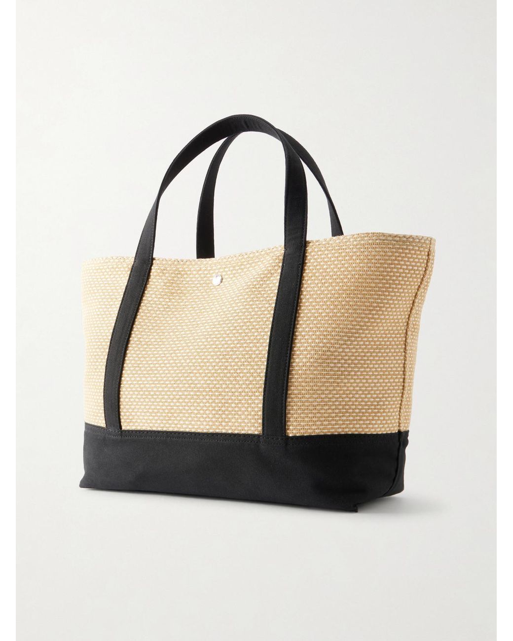 Totême Black Canvas-Trimmed Raffia Tote