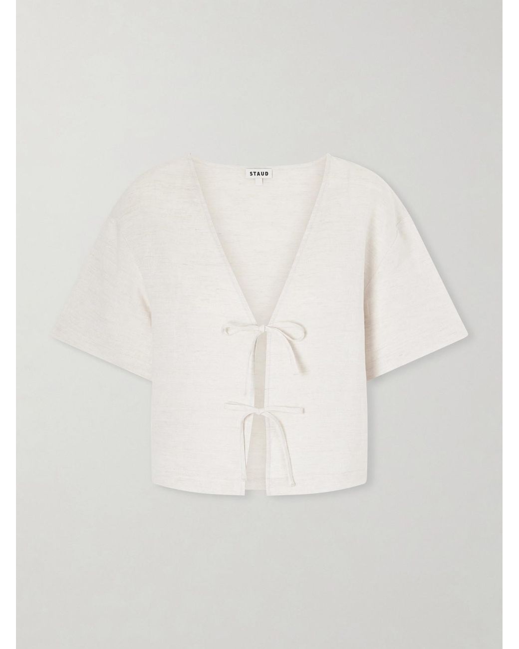 Staud Natural Ava Linen Blouse