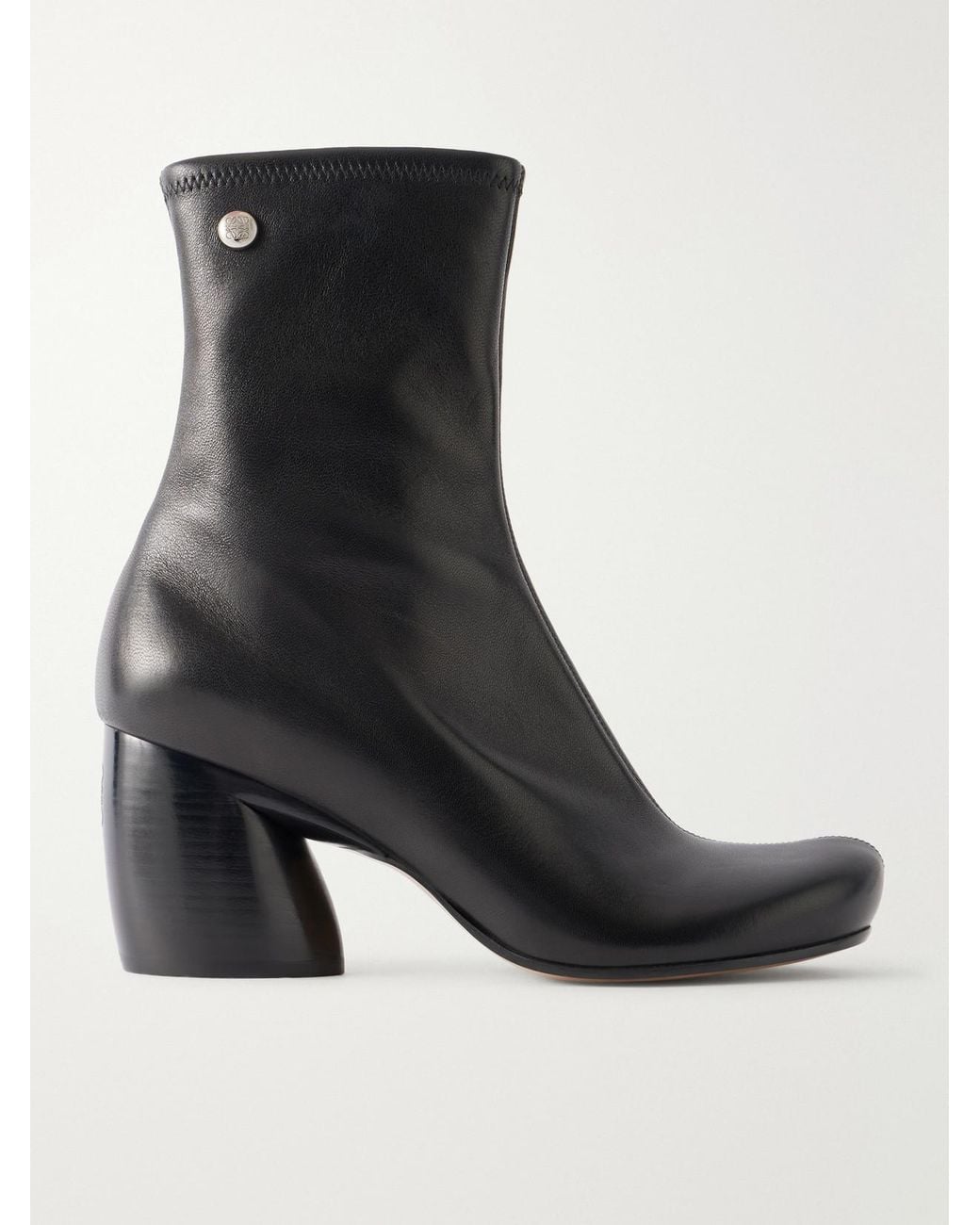 Loewe Black Oval Leather Ankle Boots