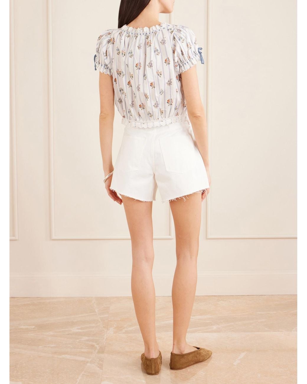 Doen Gray Nera Broderie Anglaise Organic Cotton Blouse