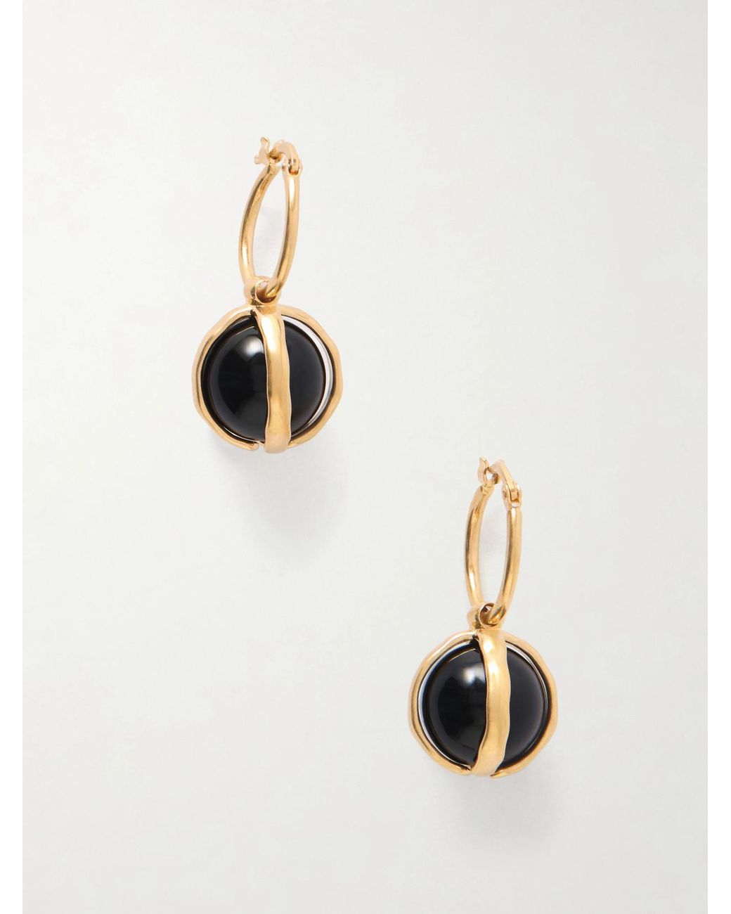 Jil Sander White Tone Onyx Earrings