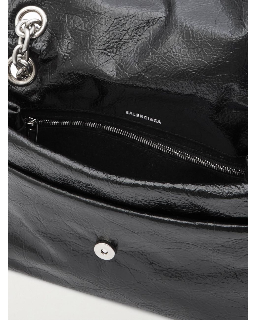 Balenciaga Black Monaco Mini Textured-Leather Shoulder Bag