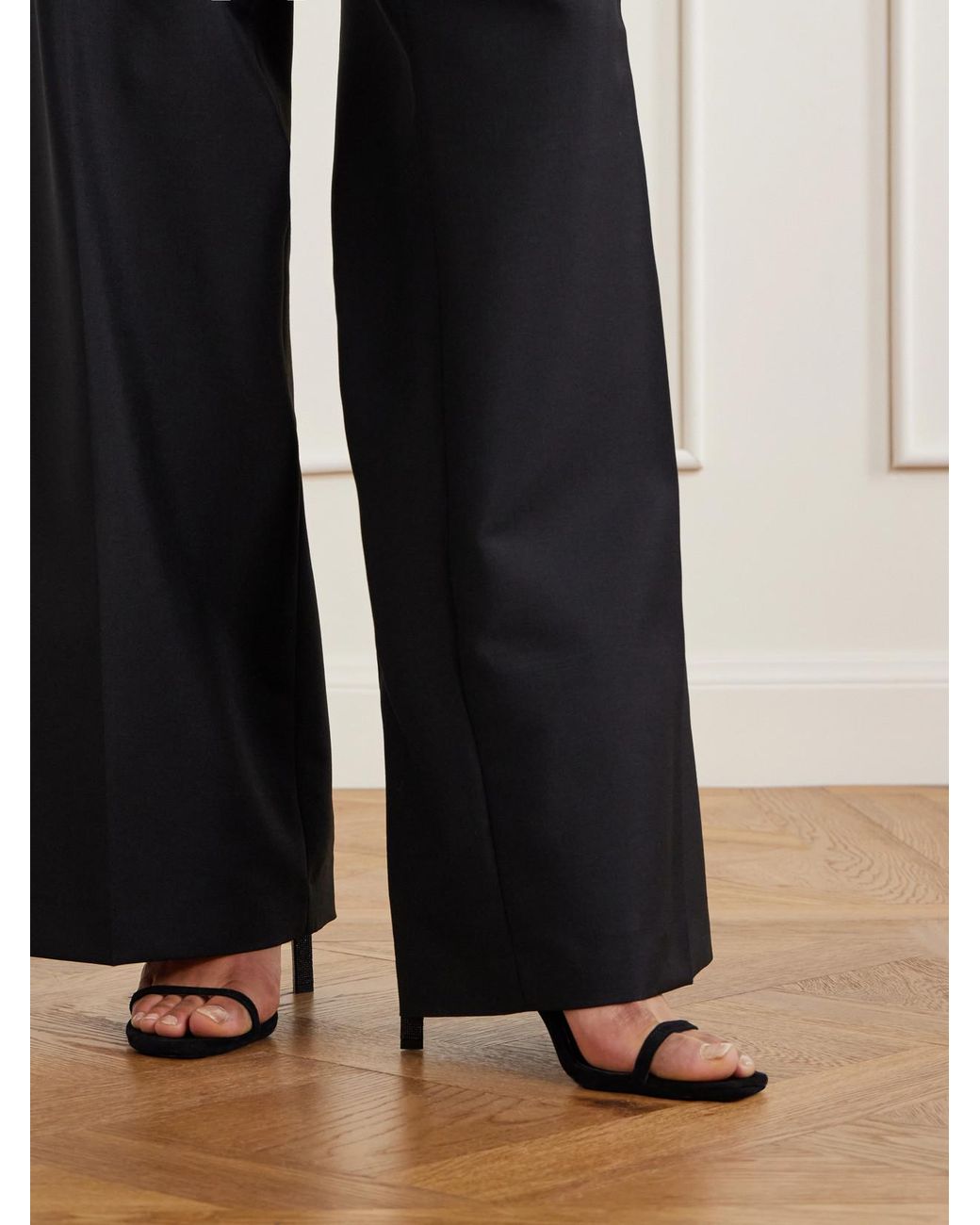 Tory Burch White Crystal-Embellished Suede Sandals