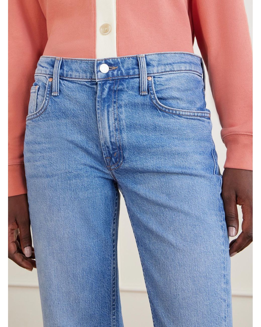 Mother Blue The Bookie Twist Skimp Mid-Rise Flared Jeans