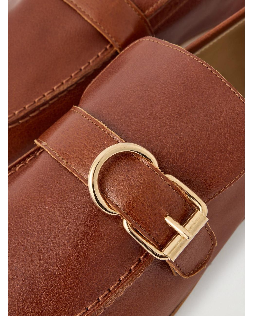 Jamie Haller Brown Buckled Leather Loafers