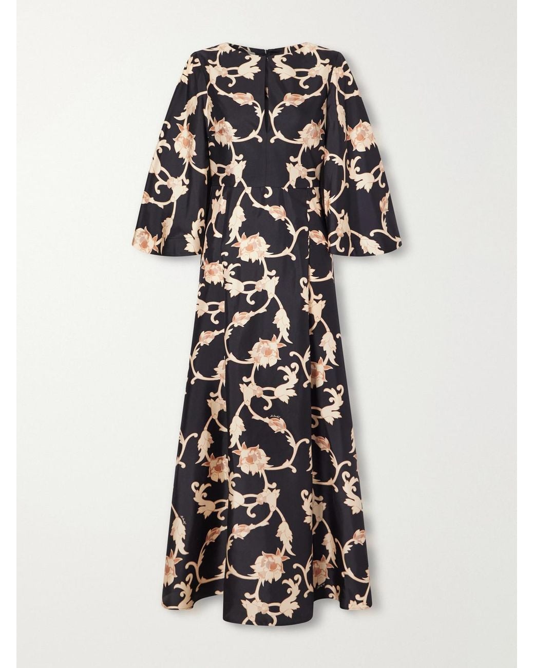 LaDoubleJ White Belle Floral-Print Silk-Twill Maxi Dress