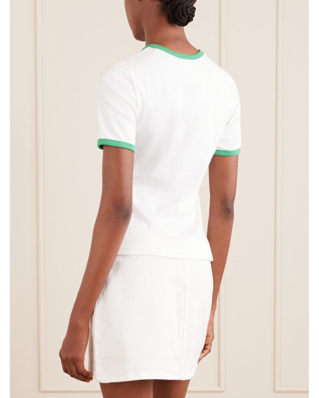 Courreges White Logo-Embroidered Cotton-Jersey T-Shirt
